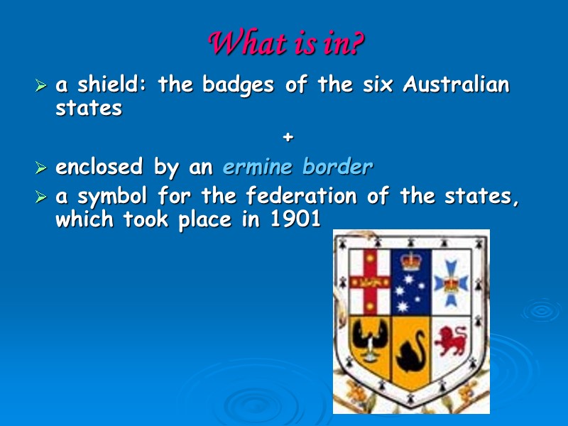 What is in? a shield: the badges of the six Australian states + enclosed